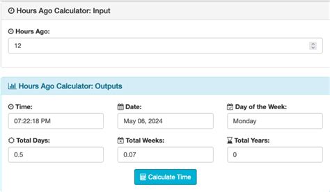 Hours Ago Calculator.